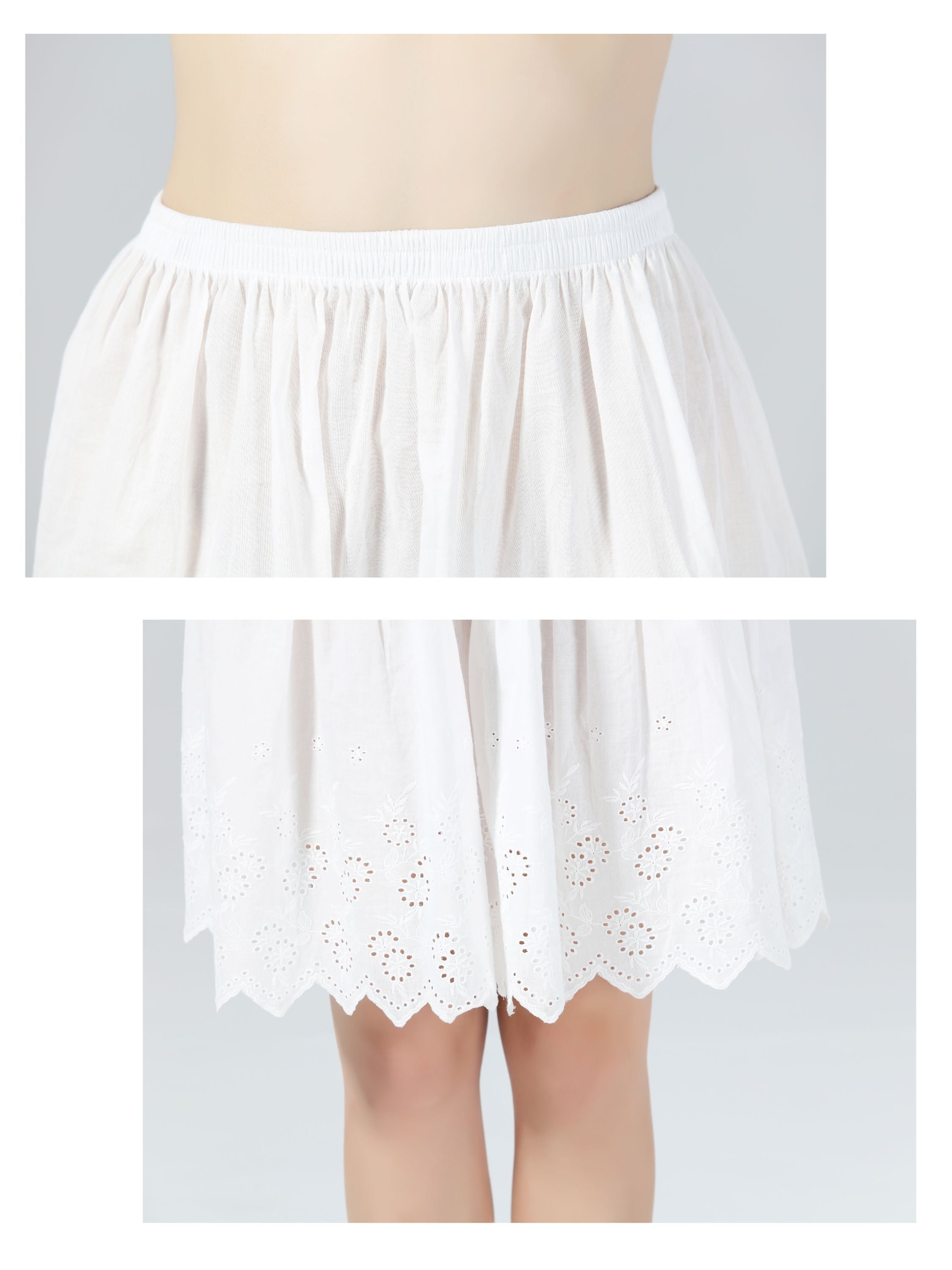 Cotton Skirt Extender Slip - Vintage Lace Trim Underskirt