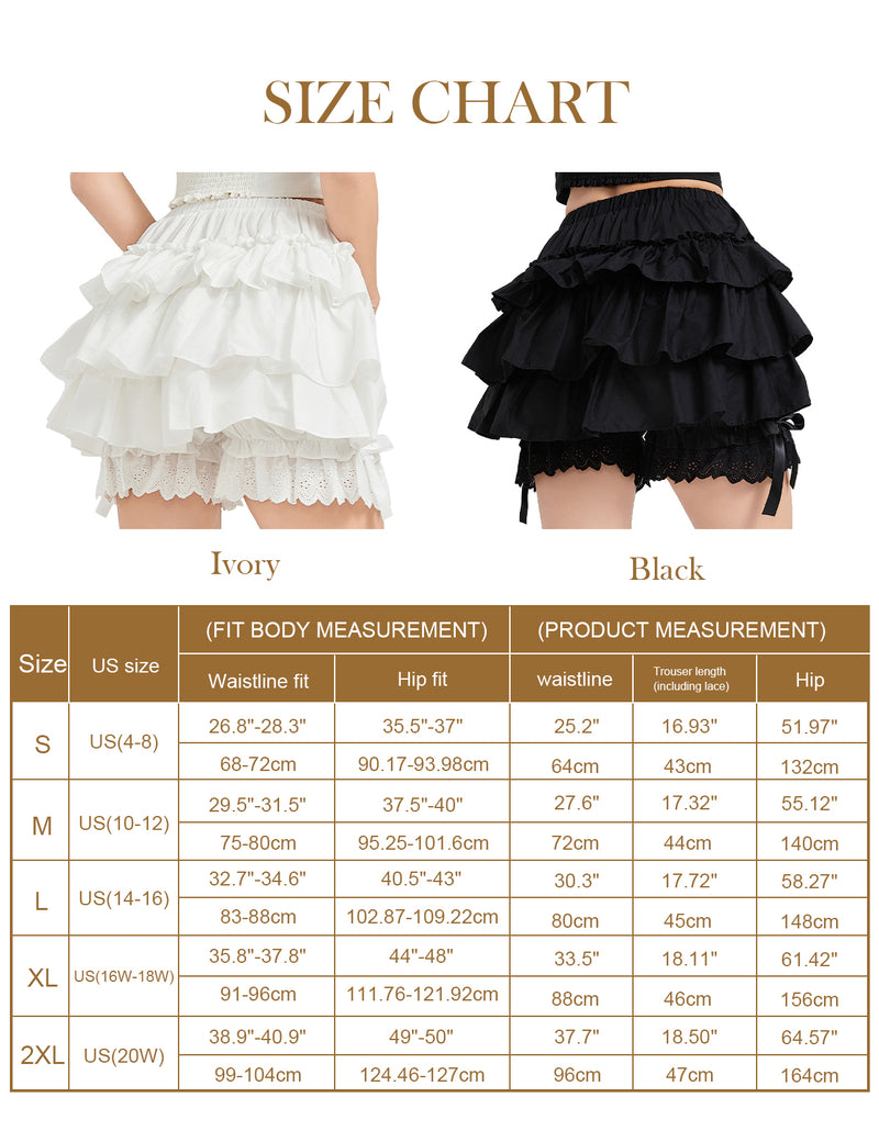 Women Cotton Costume Ruffle Bloomers Short Vintage Pettipants