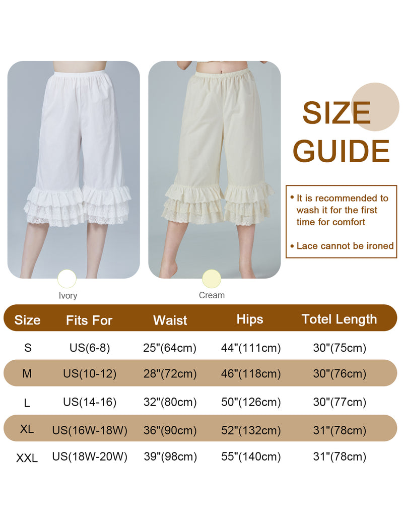 Women’s Cotton Bloomer Renaissance Victorian Pantaloons Costume Pettipants with Lace Edge Pants-01