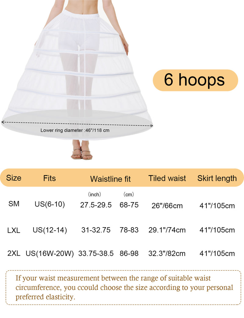 Hoop petticoat size chart