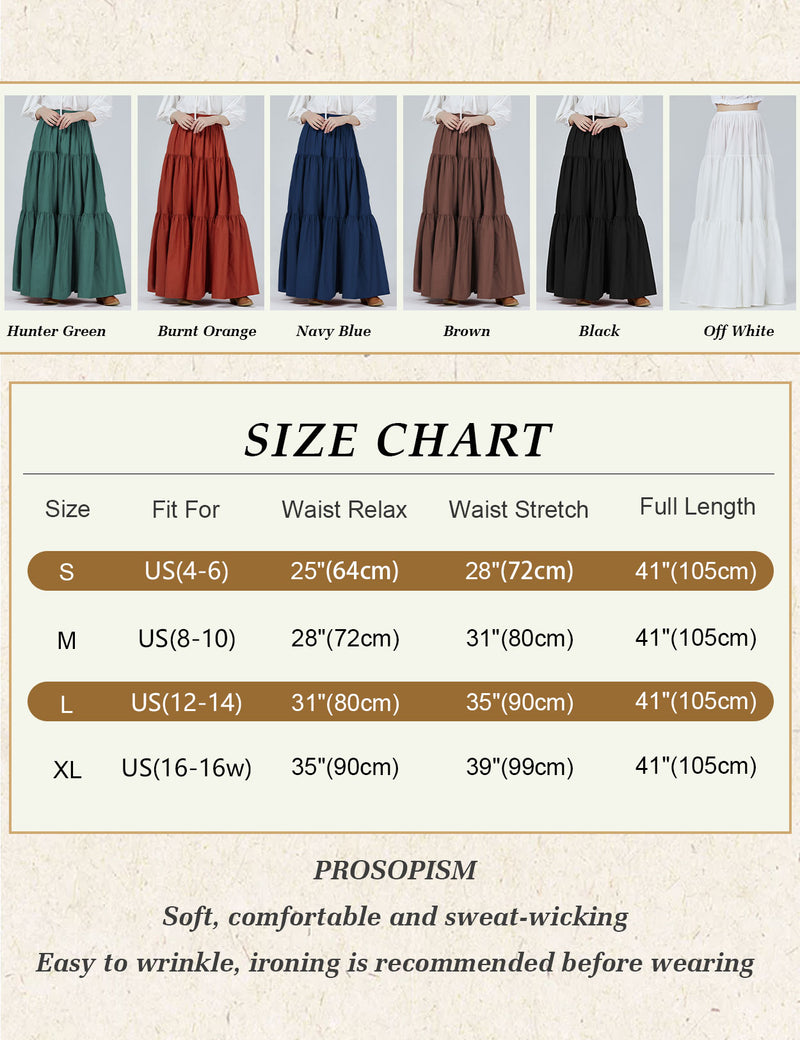Beautelicate 100% Cotton Tiered Maxi Skirt