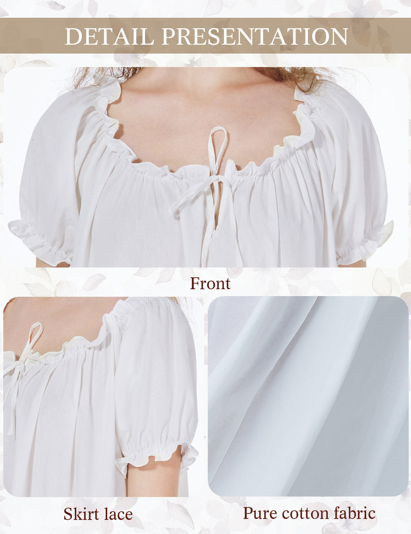 BEAUTELICATE Women Victorian Nightgown Cotton Sleepwear Maternity Nightie Long Oversize