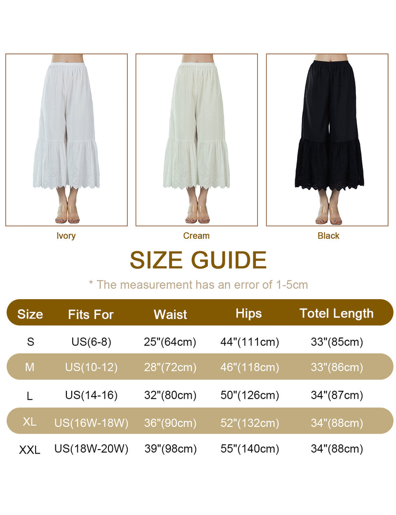 Cotton Pettipants Culotte Slip Cropped Pantaloons Pants Lace Bloomers