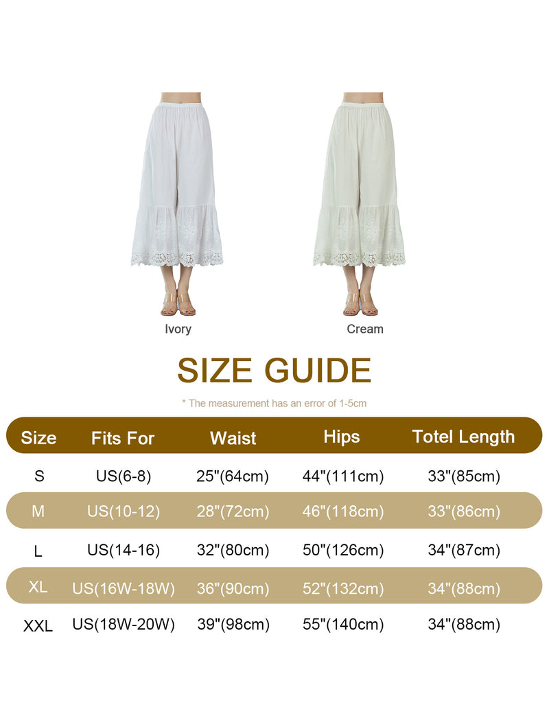 Cotton Pettipants Culotte Slip Cropped Pantaloons Pants Lace Bloomers