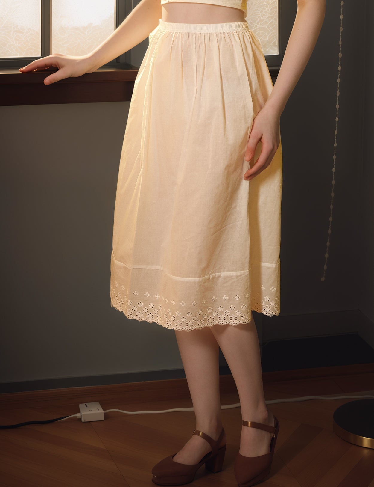 Ivory Vintage Cotton Lace-Extender Slip