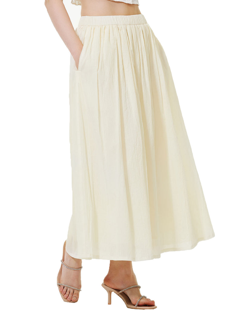 Beige textured crepe cotton skirt