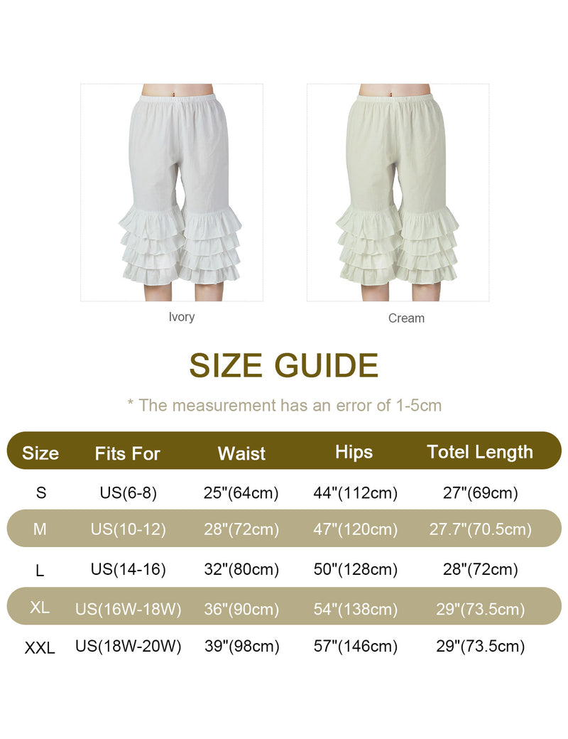 100% Cotton 4 Layer Ruffles Pajama Pants for Women Bloomers Shorts Pantaloons