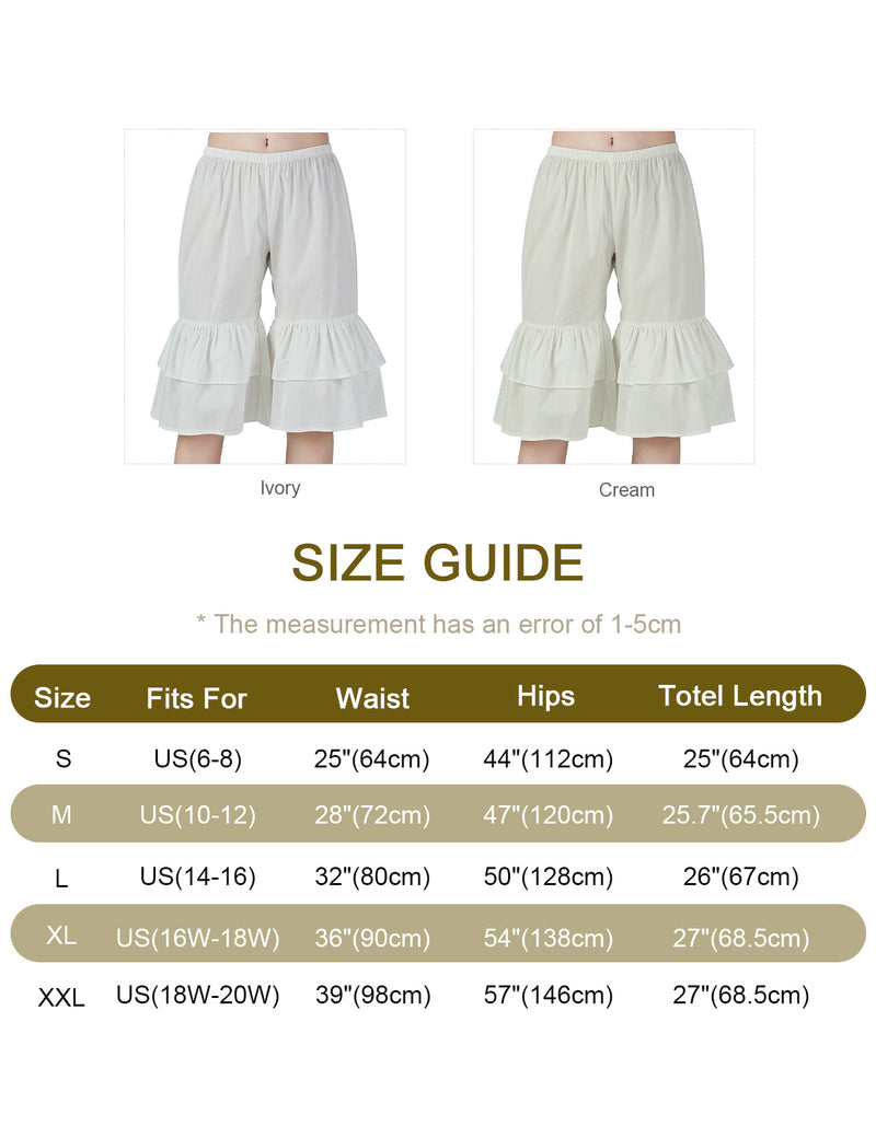 100% Cotton Ruffled Culottes Pants for Women Bloomers Shorts Pantaloons