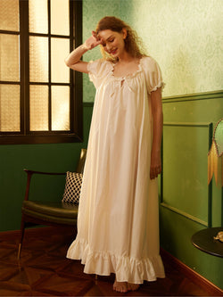 BEAUTELICATE Women Victorian Nightgown Cotton Sleepwear Maternity Nightie Long Oversize