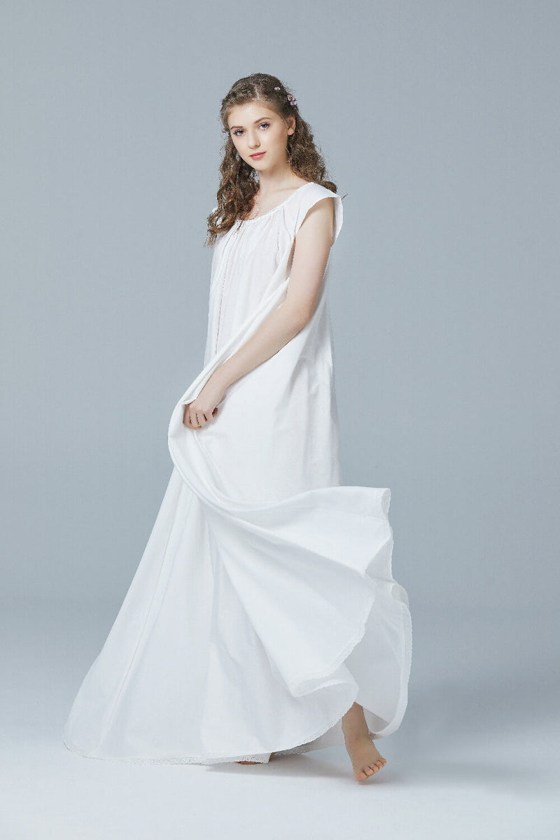 Victorian Nightgown 100% Cotton for Women Vintage Costumes Slip Sleepw –  BEAUTELICATE