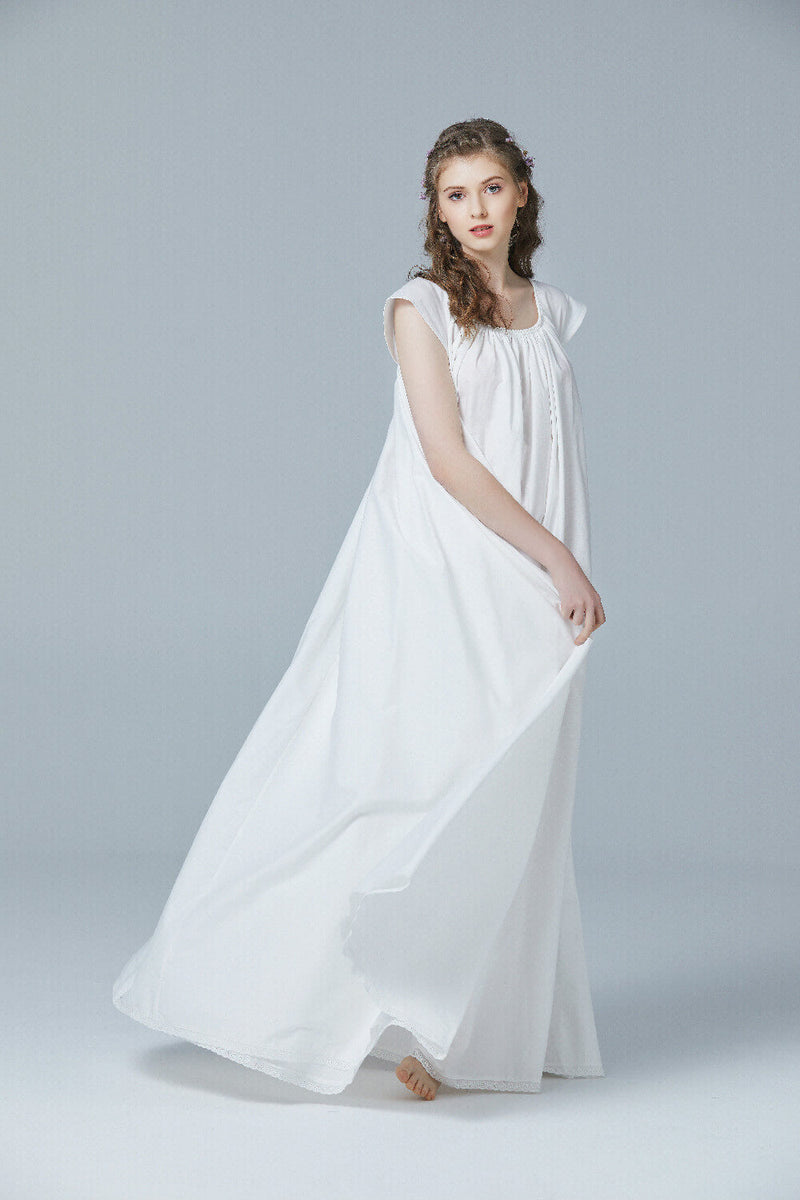 100% Cotton Victorian Nightgown for Women Sleepwear Maternity Long Dre –  BEAUTELICATE