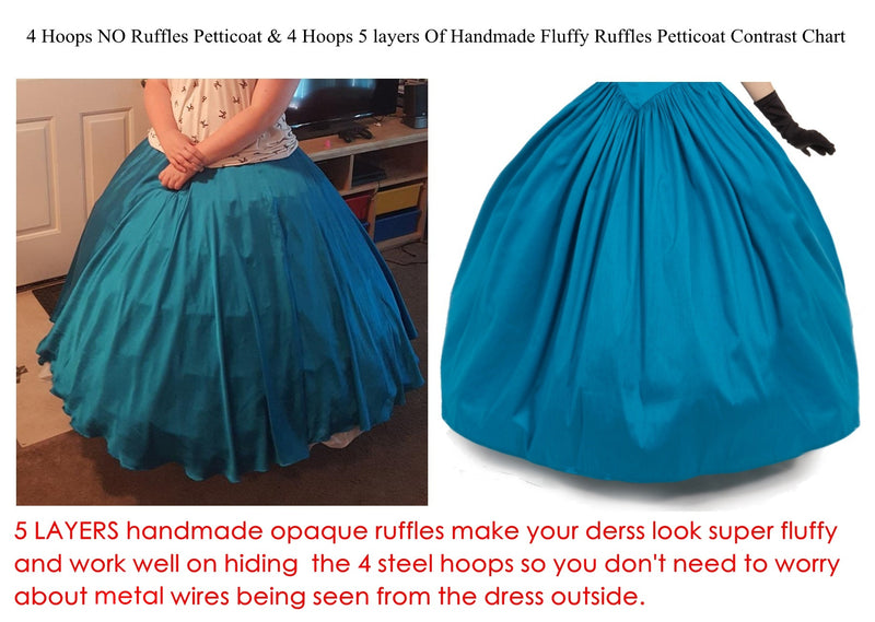 Women's Crinoline Petticoat 4 Hoop Skirt 5 Ruffles Layers Ball Gown Half  Slips Underskirt For Wedding Bridal Dress