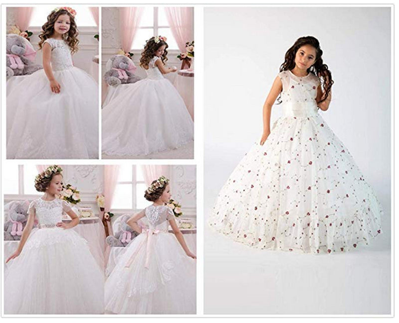 BEAUTELICATE Girls Petticoat 100% Cotton Crinoline Underskirt for Kids Flower Dress Slips 3 4 Hoops Light Ivory-P33