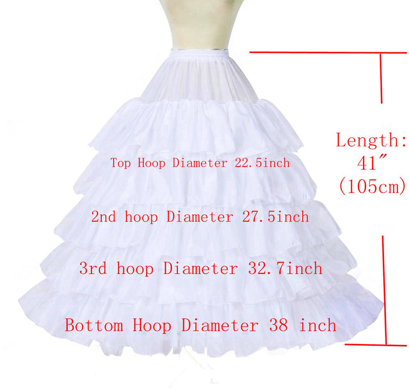 Women's Petticoat 4 Hoop A-Line Underskirt Crinoline Floor Length