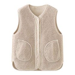 BEAUTELICATE Women Polyester Sherpa Vest-02