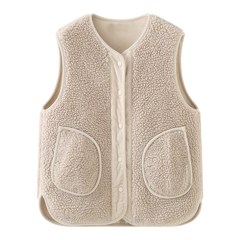 BEAUTELICATE Women Polyester Sherpa Vest-02
