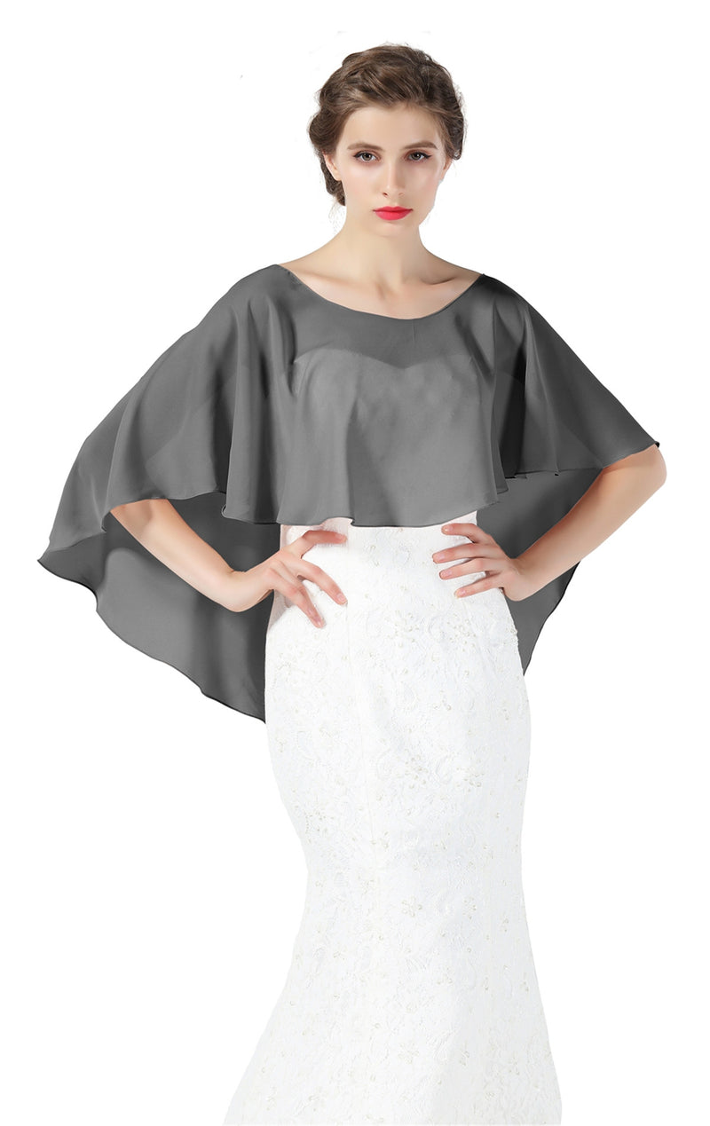 Bridal Capelet Chiffon Cape Shawls High-Low Short Tops For Women Wedding Dresses-S71