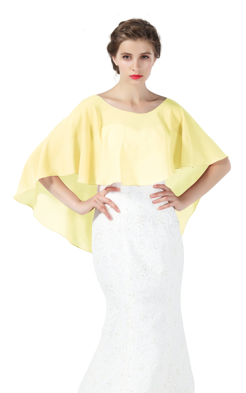 Bridal Capelet Chiffon Cape Shawls High-Low Short Tops For Women Wedding Dresses-S65