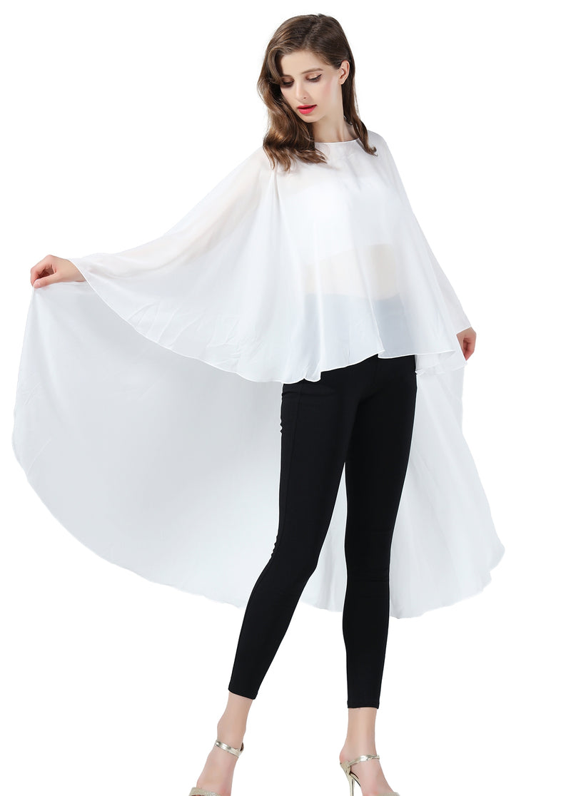 Chiffon Capelet Sheer Bridal Shawl For Women Materbity Cape Plus Size Poncho Wrap Multiple Colors-S70