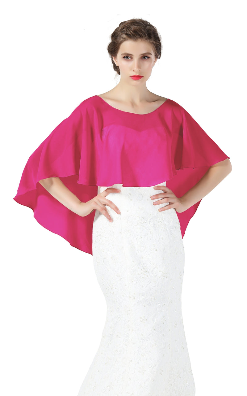Bridal Capelet Chiffon Cape Shawls High-Low Short Tops For Women Wedding Dresses-S65