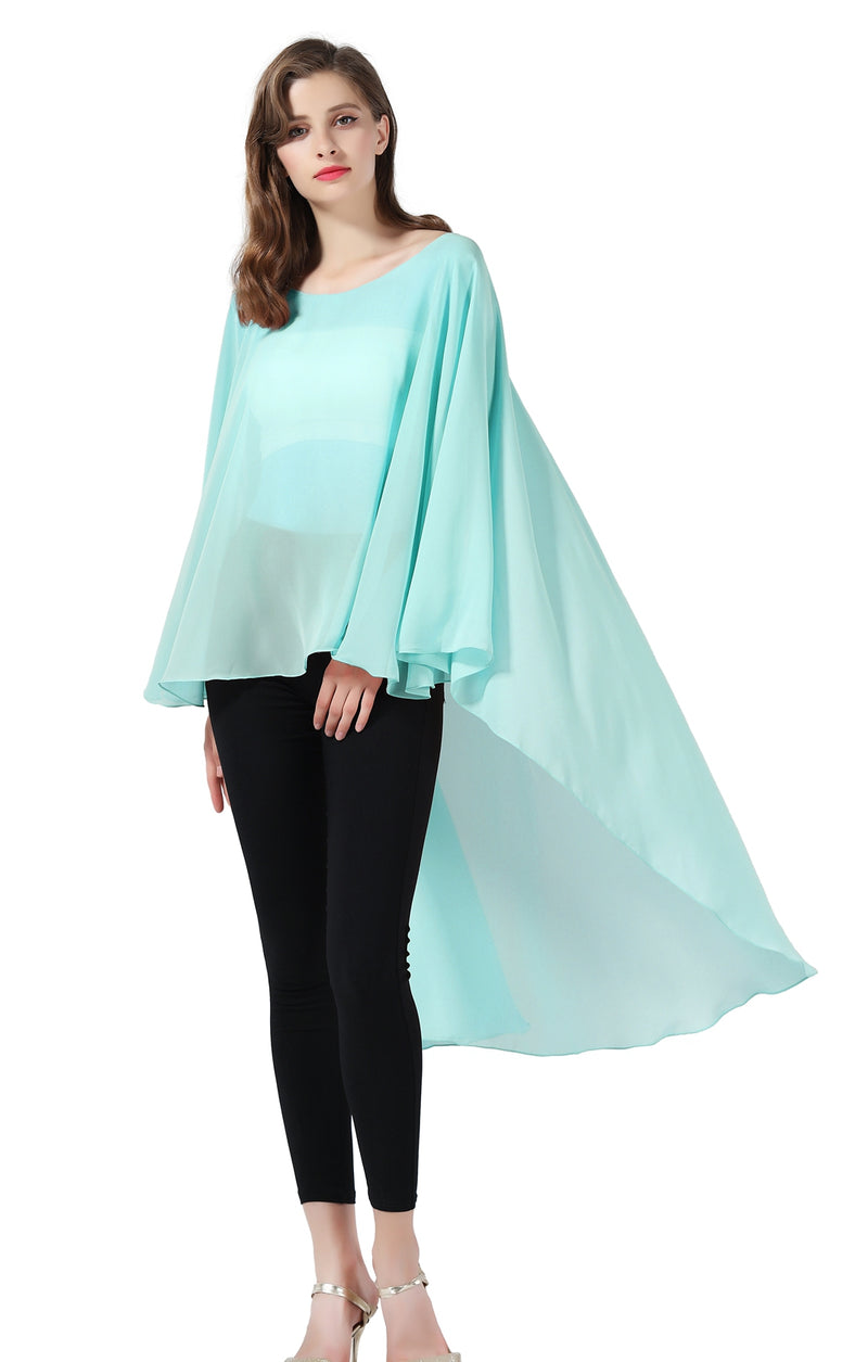 Chiffon Capelet Sheer Bridal Shawl For Women Materbity Cape Plus Size Poncho Wrap Multiple Colors-S70