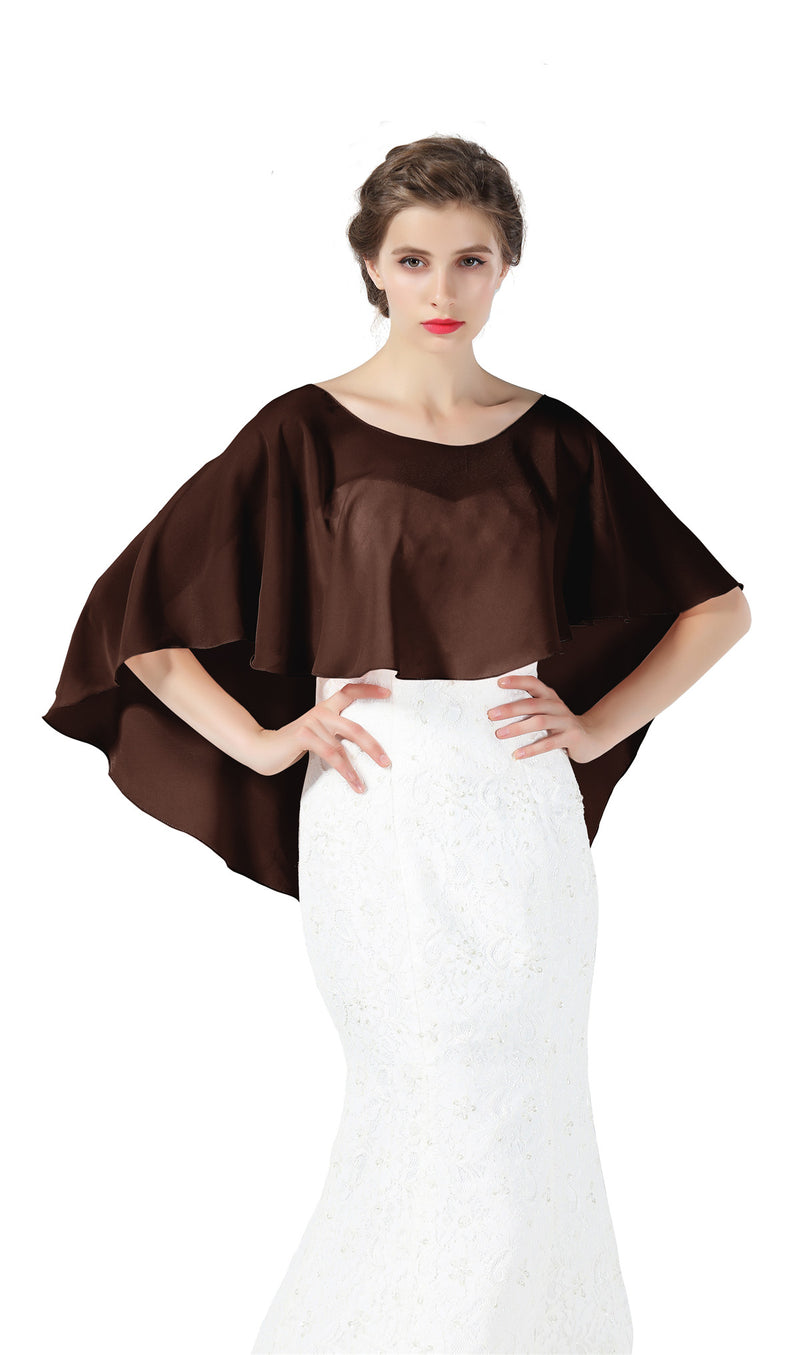 Bridal Capelet Chiffon Cape Shawls High-Low Short Tops For Women Wedding Dresses-S71