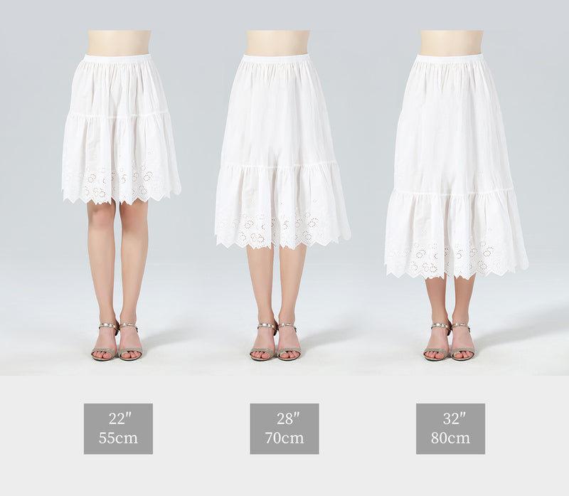 100% Cotton Skirt Extender Half Slip With Lace Trim Vintage Underskirt