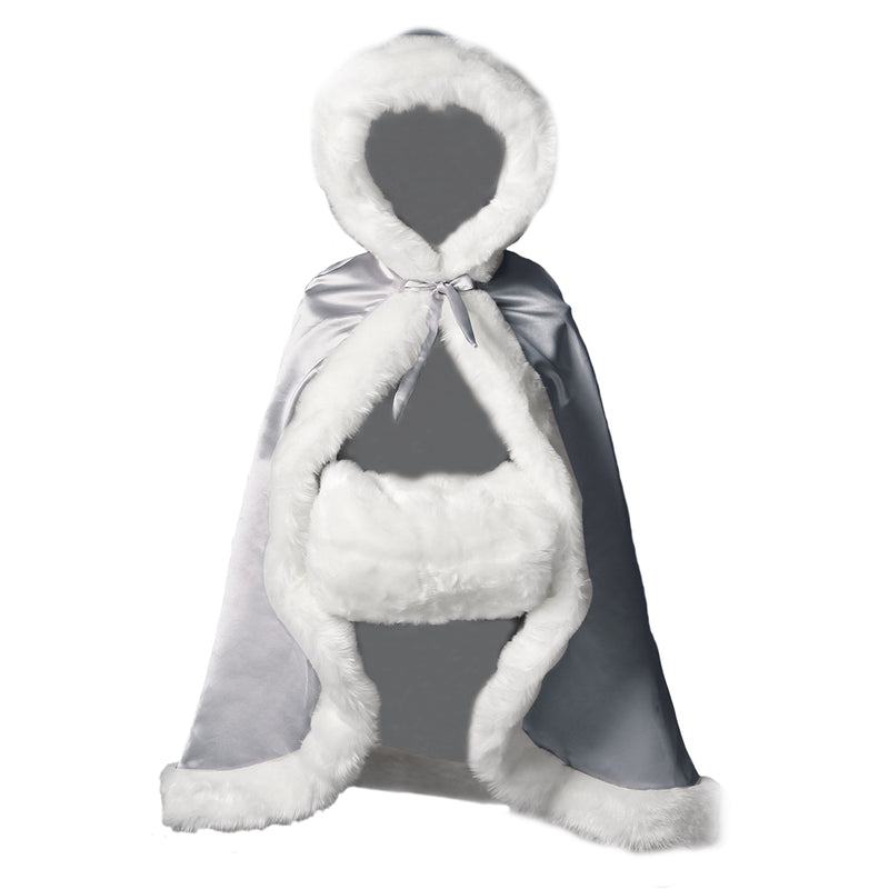 BEAUTELICATE Flower Girl Cape Winter Wedding Cloak for Infant Junior Bridesmaid Hooded Reversible-Cloak-06