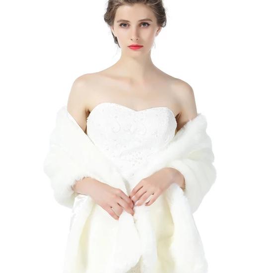 Faux fur Shawl Wrap for Wedding Women Shrug Bridal Stole Winter Cover Up Bridesmaids Cape S76