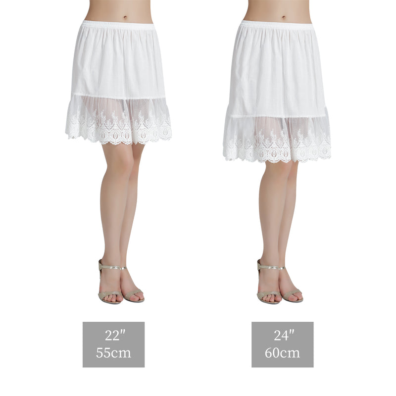 BEAUTELICATE Half Slip Skirt Extender 100% Cotton Vintage Underskirt w
