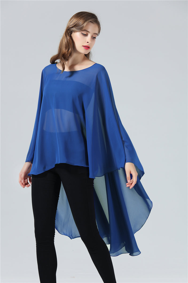 Buy Blue Chiffon Mirror Work Cape with Skirt and Bralette by Designer PUNIT  BALANA Online at