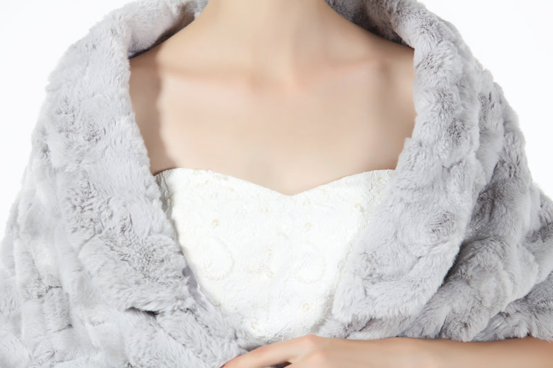 Faux fur Shawl Wedding Wrap Women Bridal Fur Stole Bridesmaids Shrug Winter Cover Up S78 (5 Colors)-S78