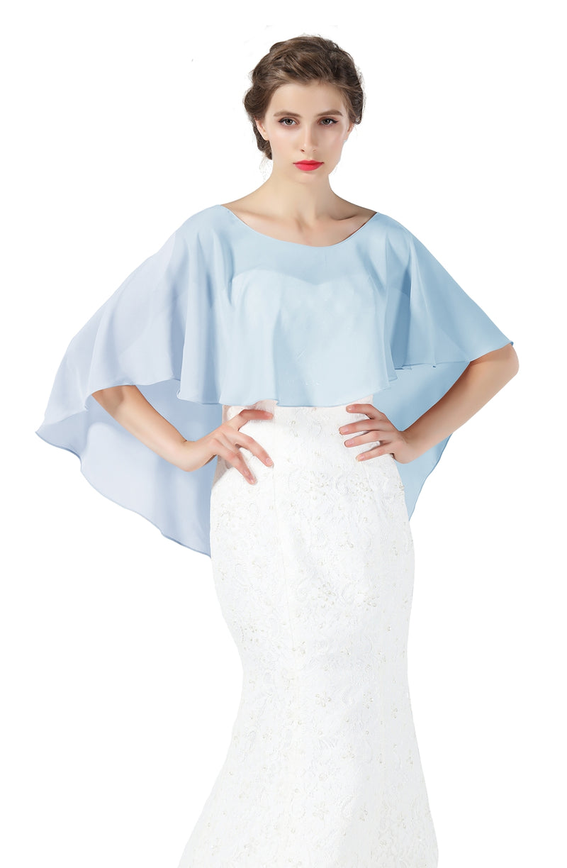 Bridal Capelet Chiffon Cape Shawls High-Low Short Tops For Women Wedding Dresses-S65