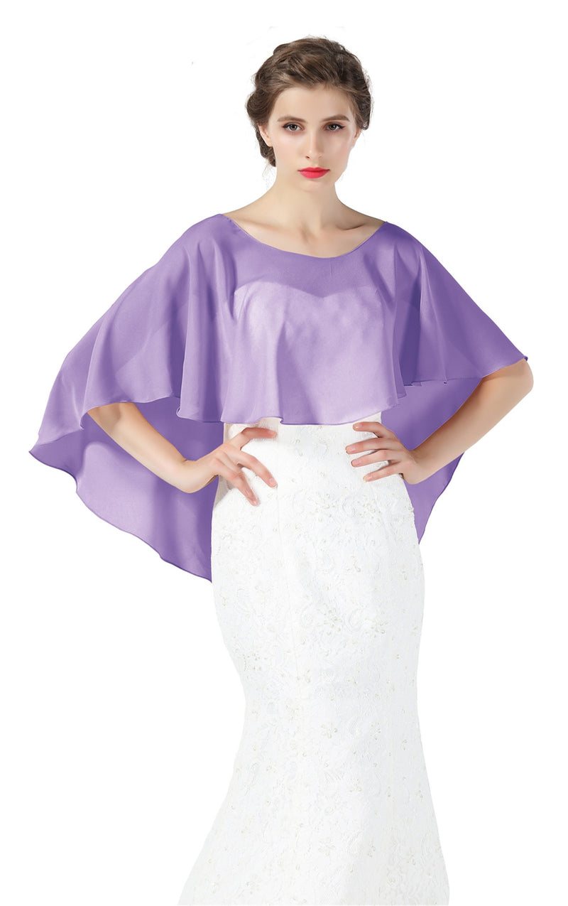 Bridal Capelet Chiffon Cape Shawls High-Low Short Tops For Women Wedding Dresses-S71