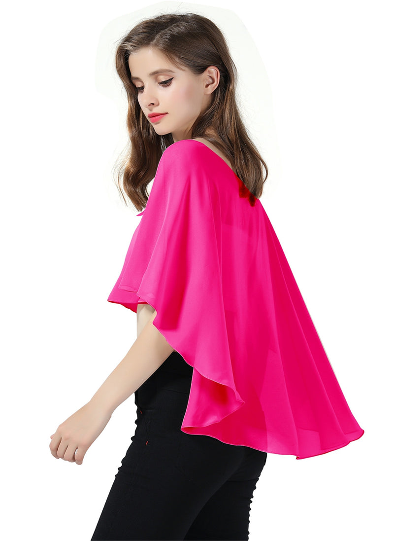 Bridal Capelet Chiffon Cape Shawls High-Low Short Tops For Women Wedding Dresses-S71