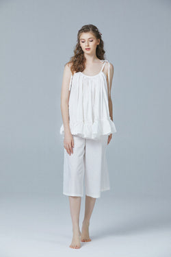 Just Love 100% Cotton Capri and Pant Sets Women Sleepwear, White
