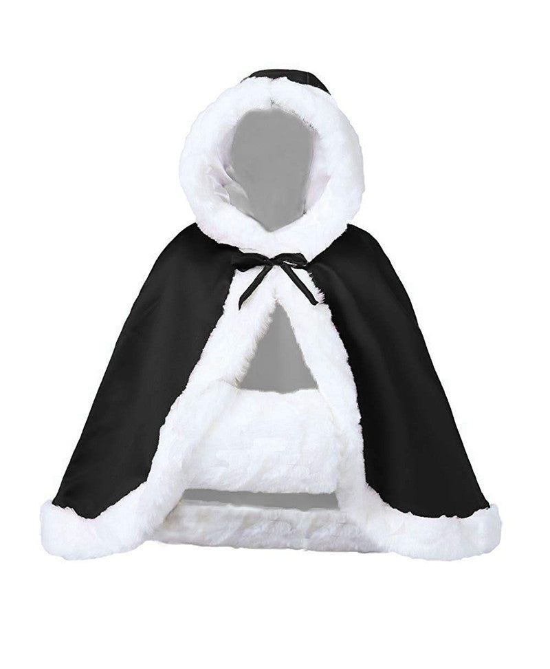 Wedding Cape Hooded Cloak For Bride Winter Reversible With Fur Trim Fr –  Beautelicate