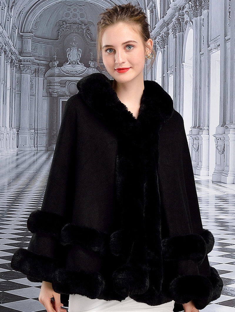 Faux-Fur-Shawl-Black-Fluffy-Autumn/Winter-Shawl-Woman-Coat-Outer-Fur-Coat-Large-Format-Stall-Wedding-Shawl