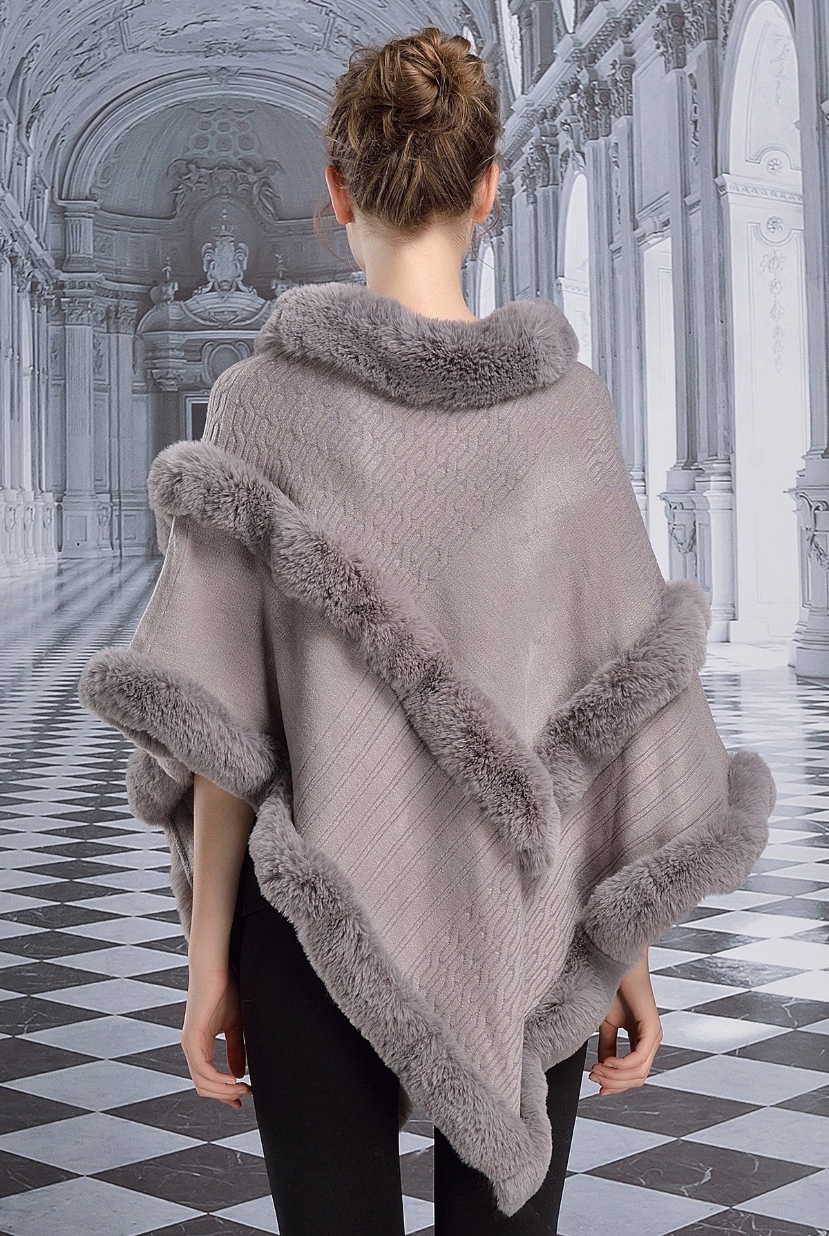 Formal fur shawl top