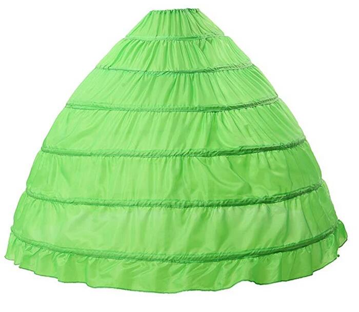 Full-A-line-6-Hoop-Floor-Length-Bridal-Dress-Gown-Slip-Petticoat-Green