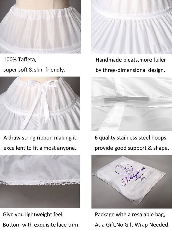 Petticoat Skirt MISSYDRESS Full A-line Hoop Floor-length Bridal