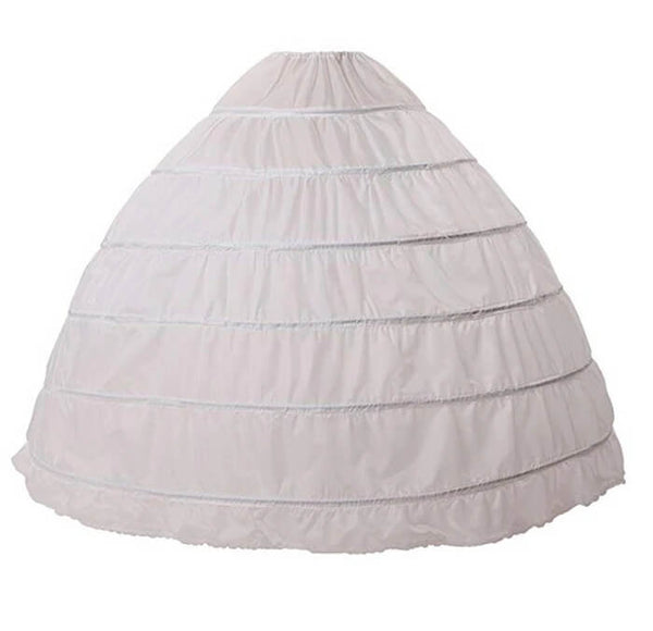 Full-A-line-6-Hoop-Floor-Length-Bridal-Dress-Gown-Slip-Petticoat-White