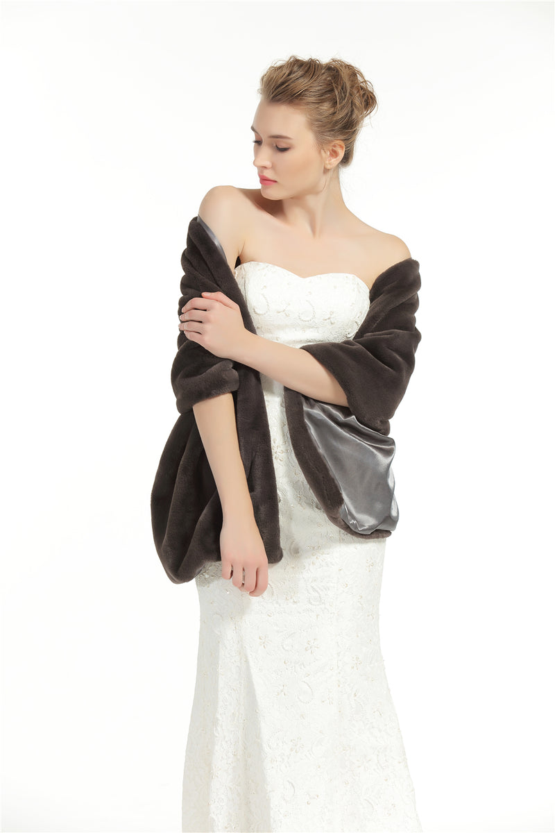 Shawl Wrap Faux Fur Shrug Stole Scarf Winter Bridal Wedding Cover Up-S67