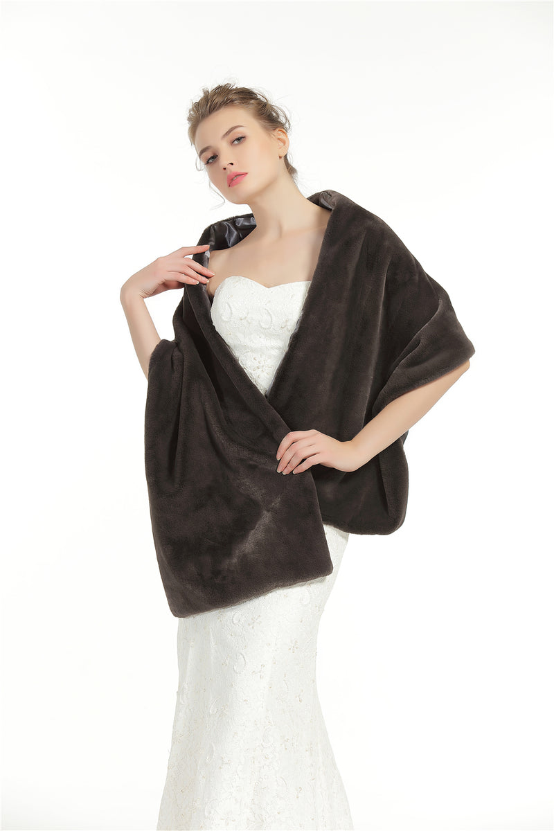 Shawl Wrap Faux Fur Shrug Stole Scarf Winter Bridal Wedding Cover Up-S67