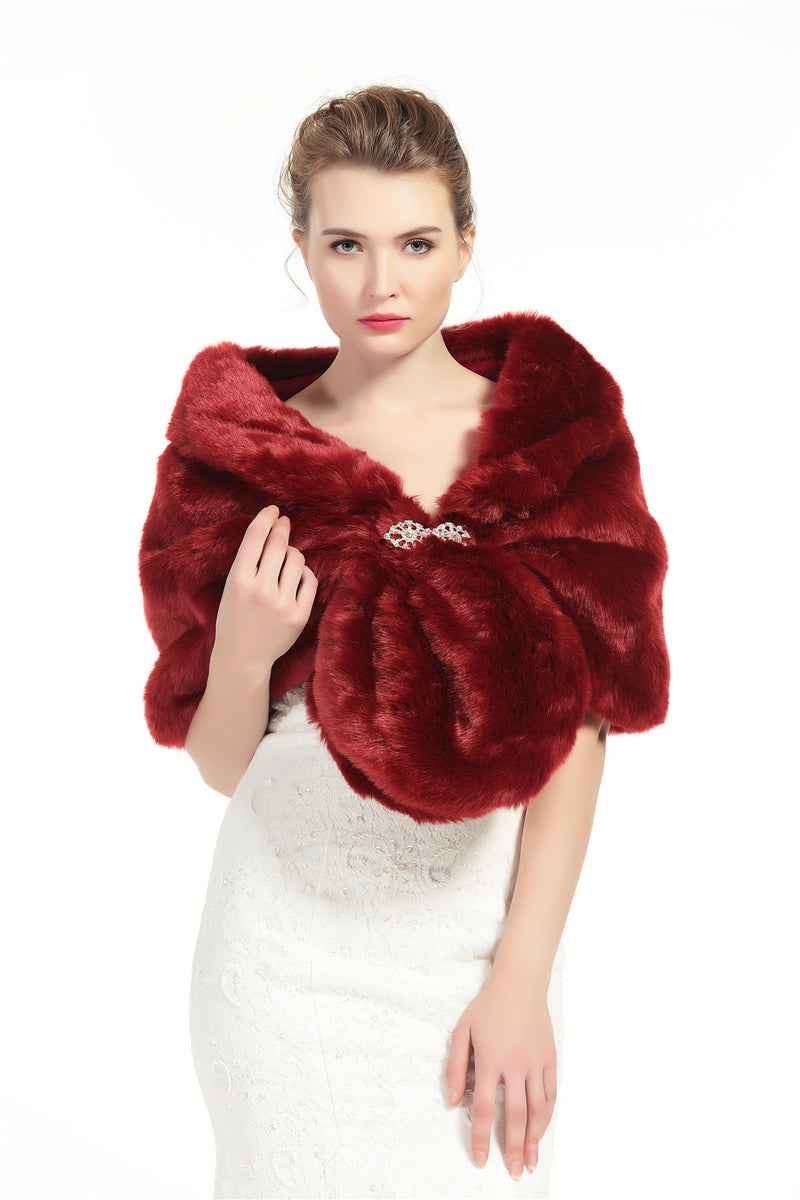 Faux Fur Shawl Wrap Stole Shrug Winter Bridal Wedding Cover Up Size L M-S33