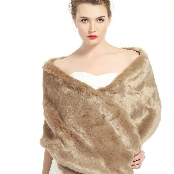 BEAUTELICATE Women's Faux Fur Shawl Stoles Wrap for Bridal/Wedding/Party-S62(12 Colors)