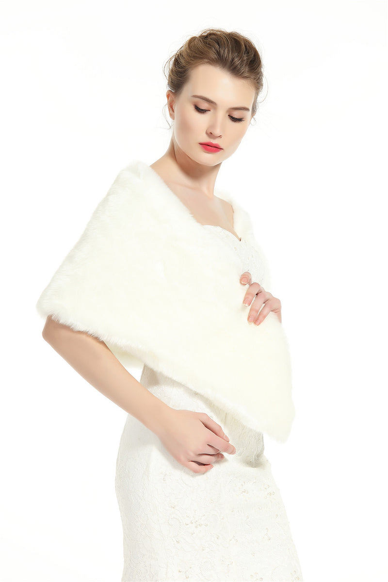 Wedding Faux fur Shawl For Women Bridal Cape Cover Up Party Gown Wrap Winter-S51