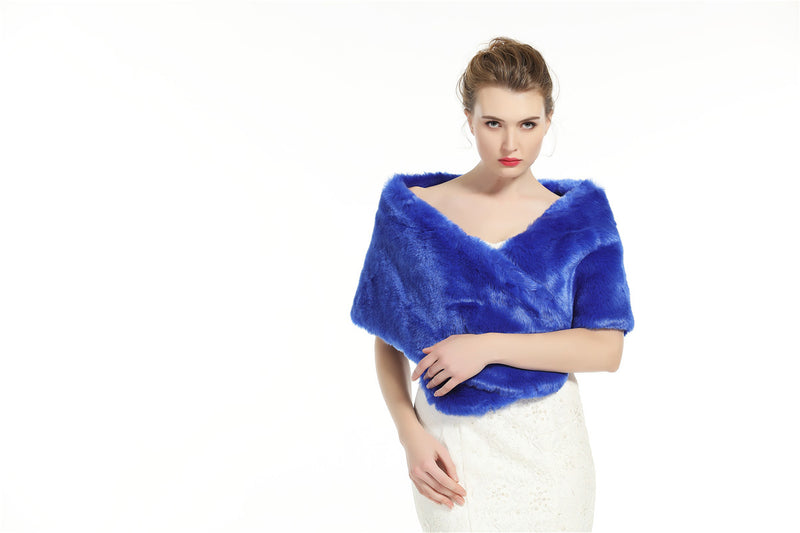 Wedding Faux fur Shawl For Women Bridal Cape Cover Up Party Gown Wrap Winter-S51