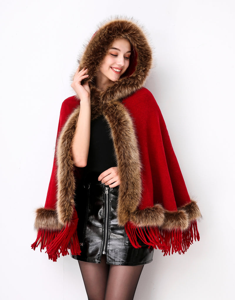 Faux Fur Shawl Wrap Cape Stole Shrug Bridal Winter Wedding with Hook More Colors-S55