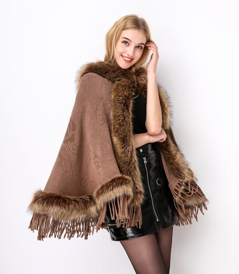 Faux Fur Shawl Wrap Cape Stole Shrug Bridal Winter Wedding with Hook More Colors-S55
